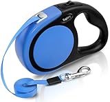 Taglory Hundeleine Rollleinen für Kleine und Mittelgroße Hunde bis 20kg, Hundeleine Ausziehbar mit Anti-Rutsch Griff, Ausziehleine mit Sicheres Bremssystem, Blau, 5m