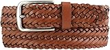 BELTINGER Flecht-Gürtel aus Vollrindleder 3,5 cm | Flecht-Ledergürtel für Damen Herren 35mm | Geflochtener Gürtel mit silberner Schließe | Cognac 95cm