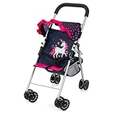 Bayer Design 21554AA Puppenbuggy mit Dach und Tasche, Doppelrädern, Gurt, integriertem Korb, faltbar