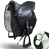 Pink Papaya Shetty Kindersattel für Holzpferde und Spielpferde, Sattel mit Steigbügeln