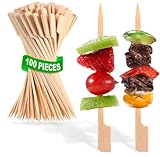 Bambusspieße 11,9 cm (100 Stück), Spieße zum Grillen – Paddel-Holzspieße, Holzspieße, Holzspieße, Bratstäbchen, Grillspieße, Picks für Cocktails, Vorspeisen, Obst, Huhn