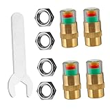 Cabilock Diebstahlsichere Reifendruck Warnventilkappen aus Kupfer mit Drei Farben Anzeige Langlebig Leicht Montageschlüssel Passend für Auto Motorrad Fahrrad zur Präzisen Luftdruckmessung