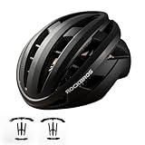 ROCKBROS Fahrradhelm Integrierter Radhelm, Leichter Cityhelm Rennradhelm, Robuster Atmungsaktiv für Mountainbikes Rennräder Unisex Erwachsene Damen und Herren L(58-62cm) Schwarz-matt