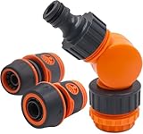 GZLFH 3in1 Winkelhahnstück, Schwenkbar Hahnverbinder 1/2' 3/4' 1' mit 2 Schlauchverbinder 1/2 3/4 Zoll für Garten Taps Spritzpistole Ellbogen Schlauchanschluss