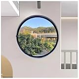 Rundes Drehfenster Schalldämmend Und Belüftet Aus Transparentem Hartglas Und Aluminiumlegierung Wohnraumdekoration Für Gewerbliche Restaurants Und Schlafzimmer (Schwarz Durchmesser 23.6'/31.5')