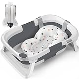 DEANIC Baby Badewanne, Babybadewanne Neugeborene von 0-6-12 Monaten Geeignet, Portable Baby Bathtub Nimmt Keinen Platz Weg, Baby Wanne (Grau)