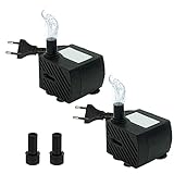 2 stück Mini Wasserpumpen(180L/H, 3W), Ultra Leise Aquarium pumpe mit hohem Hub, brunnenpumpe mit 1,5 m Netzkabel,für Aquarien, Teich, Brunnen, Statuen, Hydrokultur