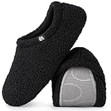 VeraCosy VeracCosy Damen Memory Foam Plüsch Hausschuhe Antirutsch Baumwolle Pantoffeln Mit Polar Fleece-Futter, 38/39 EU, Schwarz