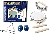 Kinder-Percussion-Set, Kinder Instrumente, 8-teilg aus Holz bestehend aus Tambourin, Triangel, Egg-Shaker u.a. - für die musikalische Früherziehung/Orff-Instrumente