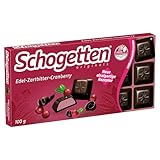 Schogetten Edel-Zartbitter-Cranberry 100g Schokoladentafel, mit fruchtigen Cranberries, praktisch einzeln portioniert. Ein Genuss. Stück für Stück.