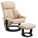 HOMCOM Relaxliege mit Liegefunktion Massagesessel Fernsehsessel Liegesessel Ergonomischer Stuhl Sessel mit Hocker Massage Beige 76 x 80 x 102 cm