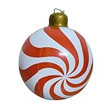 Aufblasbare Weihnachtskugeln,Riesige aufblasbare Weihnachtskugel,23,6-Zoll-PVC-Ball-Bonbon-Muster - Festliche Dekorationen, Blasball für den Hof, weihnachtlich dekorierter Ball für den Baum