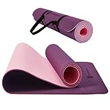 TASHIDROLMA Yogamatte Rutschfest, TPE Gymnastikmatte Mit Tragegurt, Sportmatte Für Fitnessstudio, Zuhause, Reisen, 183x61cm Dicke 6 mm