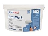 Preismaxx Profiweiß Wandfarbe weiß 10L, hohe Deckkraft, Innenfarbe weiss, Klasse 2, matt