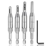 4 Stück Selbstzentrierende Scharnierbohrer-Bits, HSS Zentrierbohrer Satz, Selbstzentrierende Scharnier-Hardware Holzbearbeitung Verstellbare TüRfensterbohrer mit Inbusschlüssel