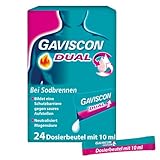 GAVISCON Dual 500 mg / 213 mg / 325 mg Suspension – Bei Sodbrennen und Magendruck – Wirkt bis zu 4 Stunden – 24 x 10 ml Dosierbeutel