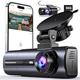 4K Dashcam Auto Vorne Hinten mit Hardwire Kit, WiFi Dash Cam mit Parküberwachung, 64GB SD Karte, 3-Kanal Auto Kamera mit Nachtsicht, 170° Weitwinkel, WDR, G-Sensor, Loop-Aufnahme, APP Steuerung