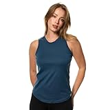 Merino.tech 100% Merino Unterwäsche Damen, Merino Unterhemd Damen, Thermo Sport Top Trägertop Tank Top aus Merinowolle (Large, Denim Tank)