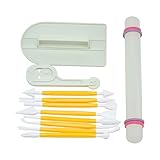 Cozyswan 11 Stücke Sugarcraft Modellierwerkzeug für Kuchendeko BestMall Teigroller Ausstecher Ausstechform Glätter Fondant Torten Kuchen