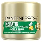 Pantene Pro-V Glatt & Seidig Keratin Reconstruct Haarmaske Für Widerspenstiges Haar, Haarpflege Glanz, Anti-Frizz, Anti Frizz, Haarkur, Haarmaske, Haare Kur, Haar Mask, Beauty, Gold, 300ml