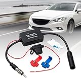 SIGANDG Autoradio Antennenverstärker,Universell 12V - 24V Auto FM Antennenverstärker,Hohe Verstärkung, Geringes Rauschen, 25dB, mit Kleber und Roter Clip, für Autoradio Auto FM Radio Antenne