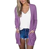 Dünne Strickjacke Damen Sommer Mit Taschen - Leichter Cardigan Damen Sommer Feinstrick Oberbekleidung Vorne Offen Strickmantel Langarm Strickcardigan Einfarbig Übergangsjacke Weiche Sommermantel