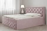 Generisch Bett Doppelbett Boxspringbett DORI 3 mit Bonell-Matratze und Topper T25 + 2 Bettkästen, H3 (Rosa - Itaka 38, 180x200)