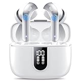 Bluetooth Kopfhörer, In Ear Kopfhörer Kabellos Bluetooth 5.3 mit 50H Tiefer Bass, 2024 Neue Kabellose Kopfhörer Noise Cancelling Earbuds mit 4 ENC Mic, IPX7 Wasserdicht Ohrhörer, Weiß