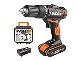 WORX 18V(20V MAX) Akku-Schlagbohrschrauber WX371, 2,0Ah, PowerShare, 2 Gänge, Koffer, 13mm Bohrfutter, 18+1+1 Drehmomentstufen, Bohrschrauber Schlagbohrer