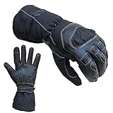 PROANTI Regen Motorradhandschuhe Winter Motorrad Handschuhe mit Langer Stulpe Visierwischer Touchscreen-Funktion (XXL)