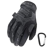 MECHANIX WEAR M-PACT Tactical Einsatz-Handschuh, optimaler Schutz, atmungsaktiv beste Passform + Gear Karabiner, Schwarz Covert, Coyote, Multicam, Wolf Grey, Größe: S,M,L,XL (L, Schwarz)