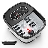 Snailax klappbares Fußbad mit Massage und Heizung, Fußsprudelbad mit 14 Heizstufen | Shiatsu-Rollen | Blasen | Rotlicht | Timer, Fußwanne elektrisch 35℃-48℃, faltbares Fußmassagegerät