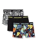 JACK & JONES Herren Jacjames Trunks 3 Pack Noos Boxershorts, Black/Detail:black - Blazing Yellow, XL EU
