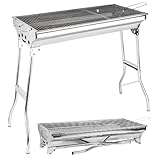 Tragbar Camping Grill BBQ 4.6 kg Edelstahl Holzkohlegrill Klappgrill Standgrill