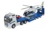 Majorette - Volvo Polizei-Transporter FH-16 (35 cm) – LKW mit Auflieger und Airbus Hubschrauber (25,5 Licht & Sound vielen Funktionen - Spielzeug-Set für Kinder ab 3 Jahren, 213716000, Einheitsgröße