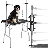 tectake® Haustier Trimmtisch, Frisiertisch Hund und Katze, Pflegetisch, Hundefriseur Zubehör, Dog Grooming, mit Galgen, Groomer Tisch klappbar, Schertisch Hund gummiert und Kratzfest