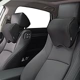 Crofy 2-Pack Auto Nackenkissen, Weichheit Auto Kopfstütze Kissen zum Fahren mit verstellbarem Riemen, 100% Memory Foam und atmungsaktiver Abnehmbarer Abdeckung (schwarzes Seitenseil)