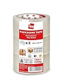 Dpm tapes Packaging Tape – Verpackungsband, Klebeband, Versand, Umzug, reißfest, Lösungsmittelfrei, Stark Und Leise, 50 m x 48 mm (3 Rollen) (Transparent)