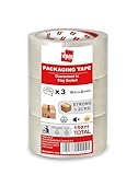 Dpm tapes Packaging Tape – Verpackungsband, Klebeband, Versand, Umzug, reißfest, Lösungsmittelfrei, Stark Und Leise, 50 m x 48 mm, Transparent (3 Rollen)