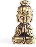 PRDECE Mini Kupfer Guanyin Buddha Statue kleines Auto Ornament Figur handgemachte antike Skulpturen Home Wohnzimmer Desktop-Dekoration