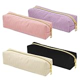 Keboyoe 4 Stück Mäppchen CordStoff Mehrfarbig Schulmäppchen CordStoff Stiftemappe 1 Fach Cord Schlamperetui Kordstoff Federmappe Klein Aesthetic Federmäppchen Cord für Schule,Büro,Kosmetik Organizer