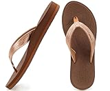 ONCAI Damen Zehentrenner Flip Flops Sommer Sport Schwimmbad Strand Komfort Strand Plattform Sandalen Badelatschen Gummifußbett Braun Größe 41