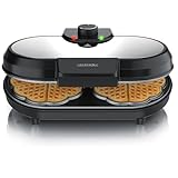 Arendo - Waffeleisen doppelt - Herzform – 1000 Watt – Waffel Maker – antihaftbeschichtet – Herzwaffeln – Temperaturregler - Waffelbackgerät