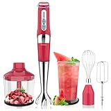 【Kabelloser Stabmixer】4-in-1 USB wiederaufladbarer Tauchmixer, 21 variable Geschwindigkeiten & 3-Winkel einstellbar mit 700 ml Zerkleinerer, 700 ml Becher, Schneebesen und Schlägel für Smoothies,