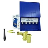 Anadol 4/1 DiseqC Schalter 2.0, Switch für Satellitenschüssel, für Empfang von 4 Satelliten für 1 Teilnehmer, Wetterschutzgehäuse, HDTV, LNB Umschalter + 5X FStecker + Kabelbinder + Dübel Schrauben