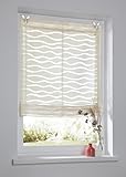 Raffrollo Enya Natur mit Ösen Raffgardine Ausbrenner Welle halbtransparent B 80 x H 140 cm