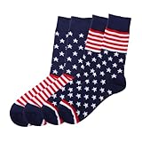 FOMIYES 2 Paare Herren Baumwollsocken mit Amerikanischer Flagge Mittellang Atmungsaktiv Komfortabel und Langlebig Modisches Design für Alltag und Feiertage