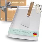 HAVENHAUS Plancha Grillplatte Edelstahl [40x30cm] | Massive Grillplatte 4mm dicke Plancha Grillplatte Gasgrill & Kohlegrill | Edelstahl Plancha 100% verzugsfrei | Edelstahlplatte Grill 4.2kg schwer