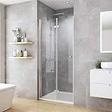 Heilmetz® Duschtür Falttür 90x185 cm für Nische Duschkabine Duschabtrennung Nischentür Dusche mit Wandprofil 6mm ESG Nano Beschichtung Glas Duschtür