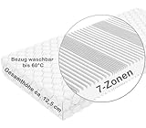 Crownmiller Basic 7 Zonen Matratze 90x200 cm mittel, ca. 12,5 cm hoch, Bezug waschbar bis 60 Grad, Oeko-TEX® 100